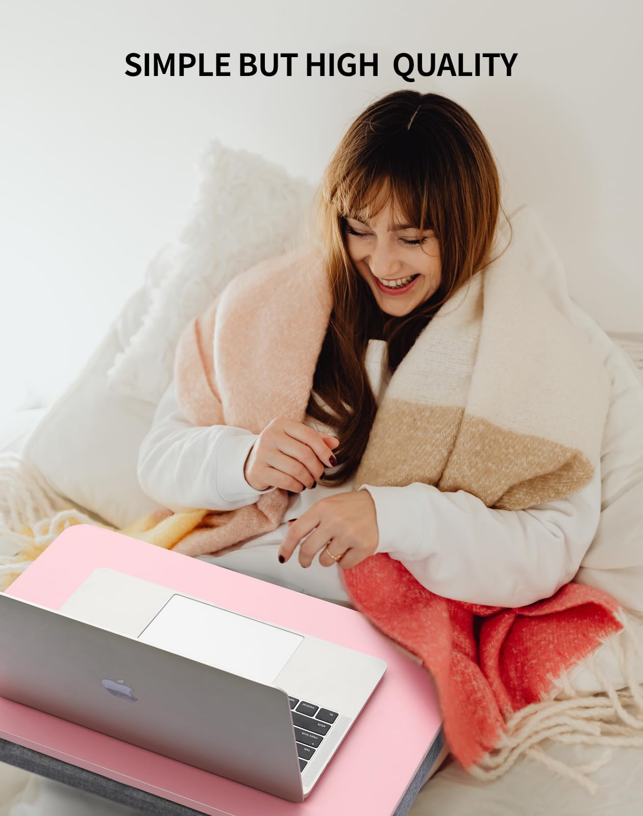 ZEAPTAC Portable Lap Laptop Desk with Pillow Cushion, Fits up to 15.6 inch Laptop, Lap Stand for Bed & Couch & Carpet, Book Tablet/Drawing Board/Computer Laptop Stand - Pink