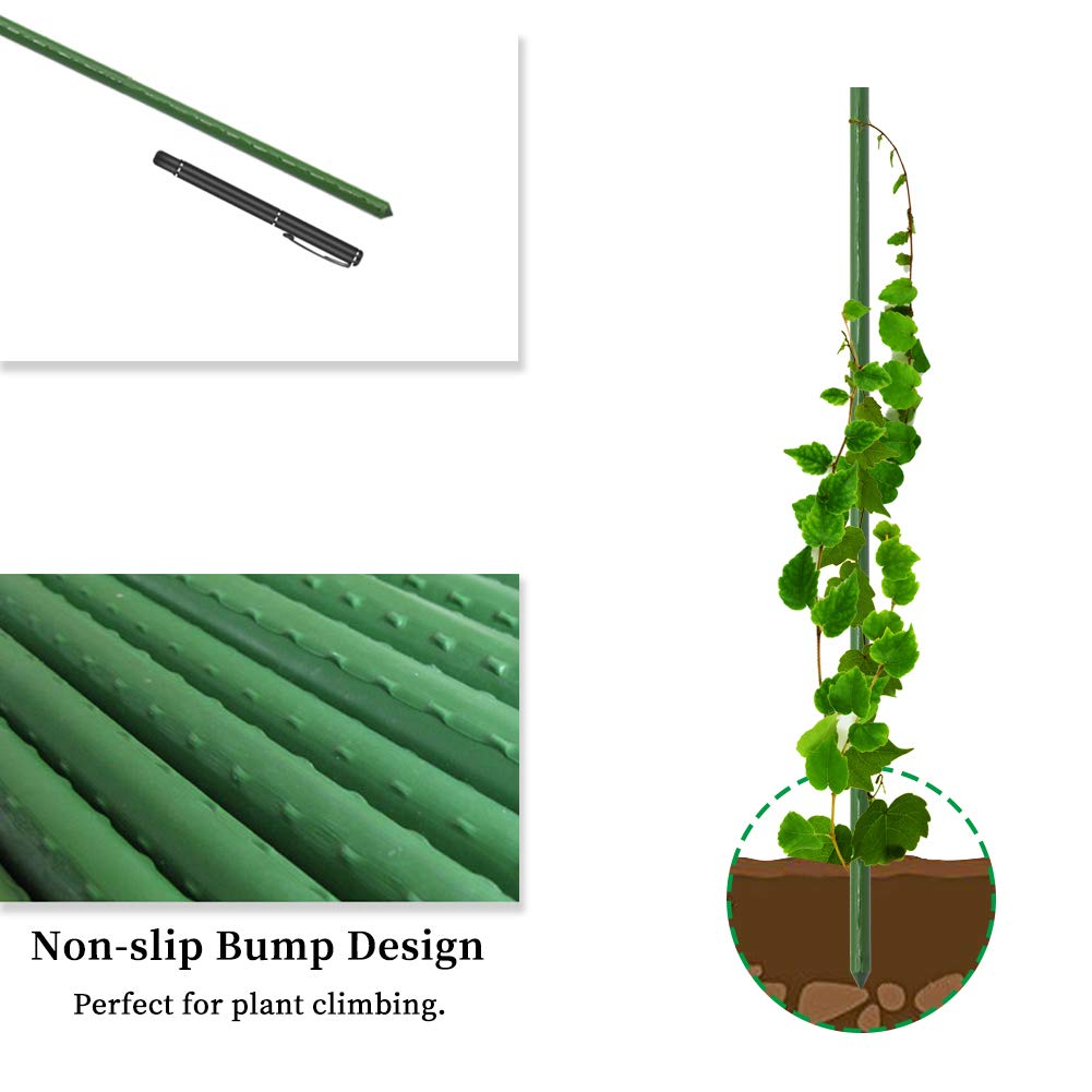 G-LEAF Garden Stakes 5 ft Plastic Coated Steel Tube Sturdy Metal Plant Sticks for Tomato,Cucumber,Bean,Tree,Pack of 25