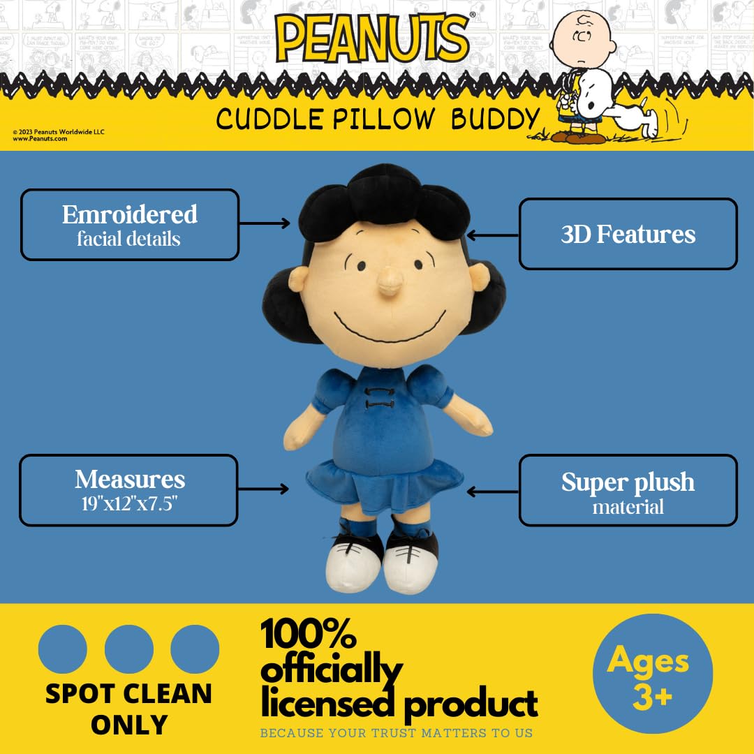 Peanuts Lucy Bedding Super Soft Plush Decorative Throw Cuddle Pillow, (Officially Licensed Product) By Franco Collectibles