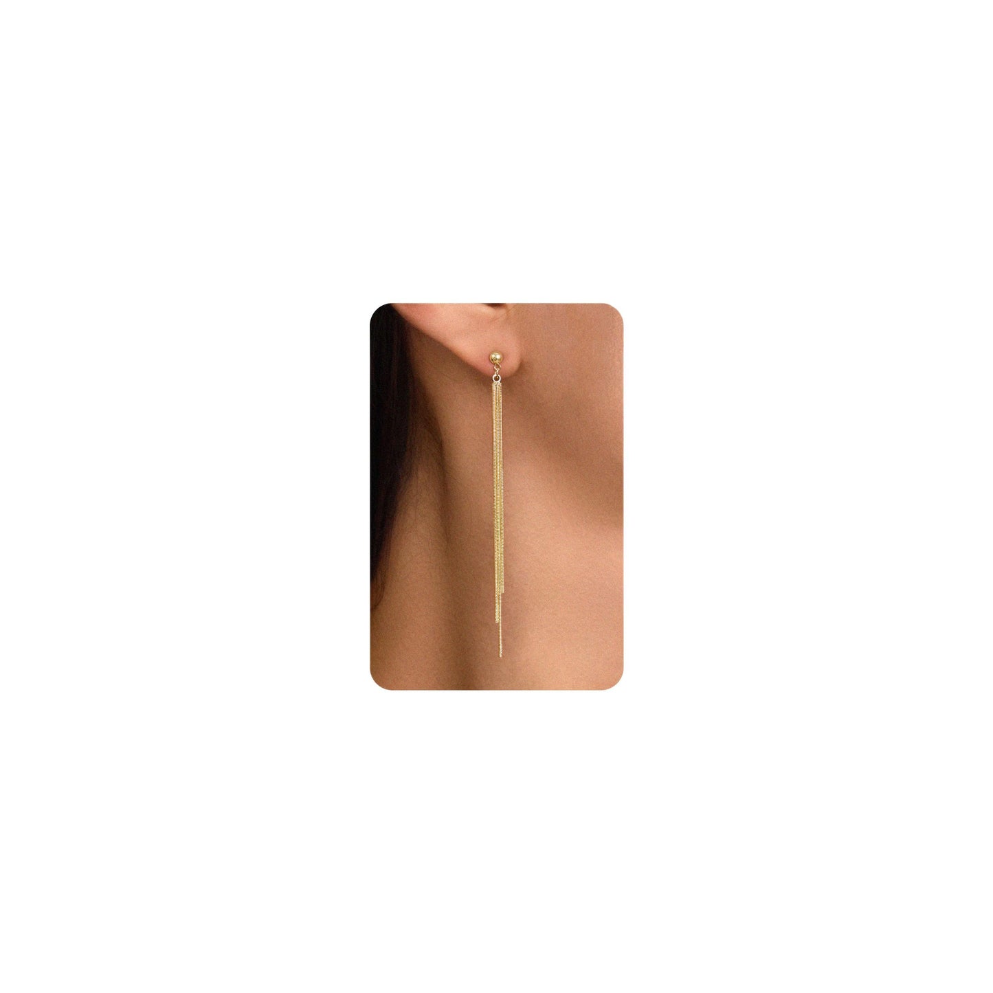 PRTGL Dangle Earrings - 14K Gold Plated Tassel Long Dangle Earrings for Women Asymmetrical Design