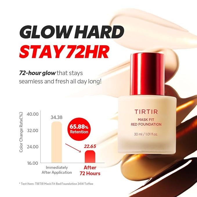 TIRTIR Mask Fit Red FoundationㅣLong Lasting Flawless Coverage, Energy Essence, Lightweight, Hydrating, Pore-Blurring, Breathable Satin Finish, Makeup, Radiant Skin, #15C Fair Porcelain, 1.01 Fl Oz