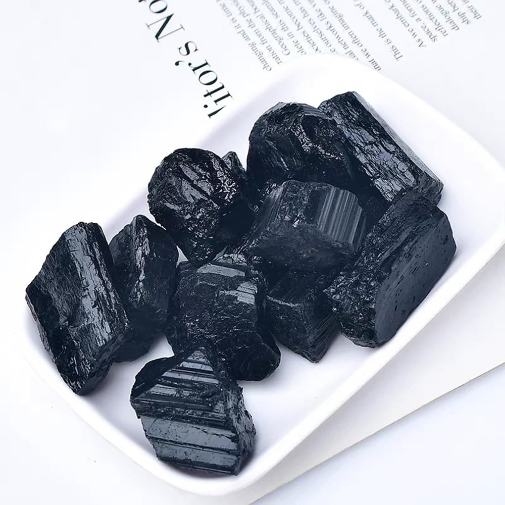 2PCS Natural Raw Stone Healing Crystals Bulk, Gemstones for Reiki, Meditation, Home Decor, Garden Fountain Rocks (Black Tourmaline)