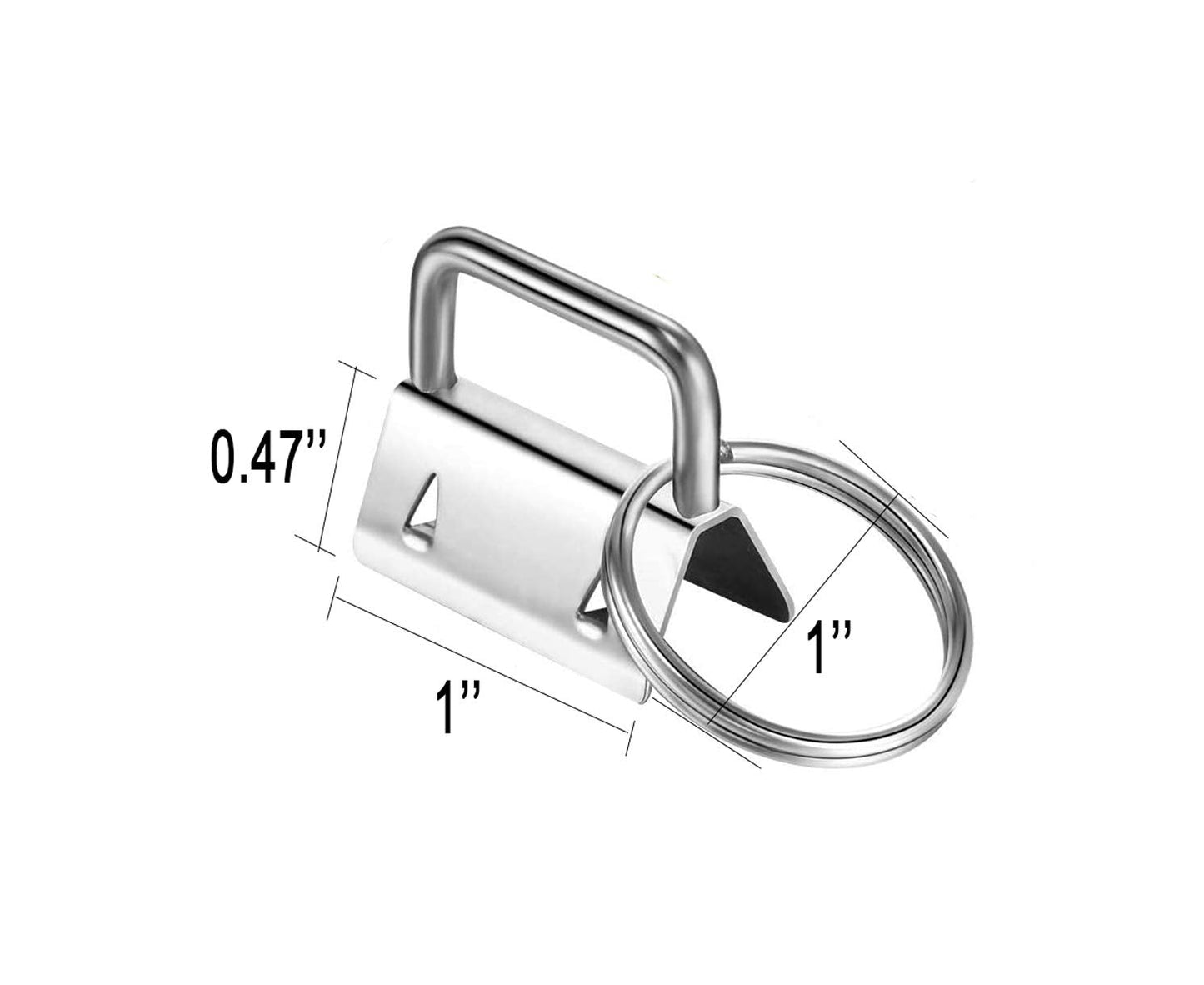 Qovydx 45Pcs 1 inch Silver Key Fob Hardware Kits 1” Metal Keyfobs Hardware Bulk for Keychains Fob Wristlet Hardware with Key Ring for Lanyard
