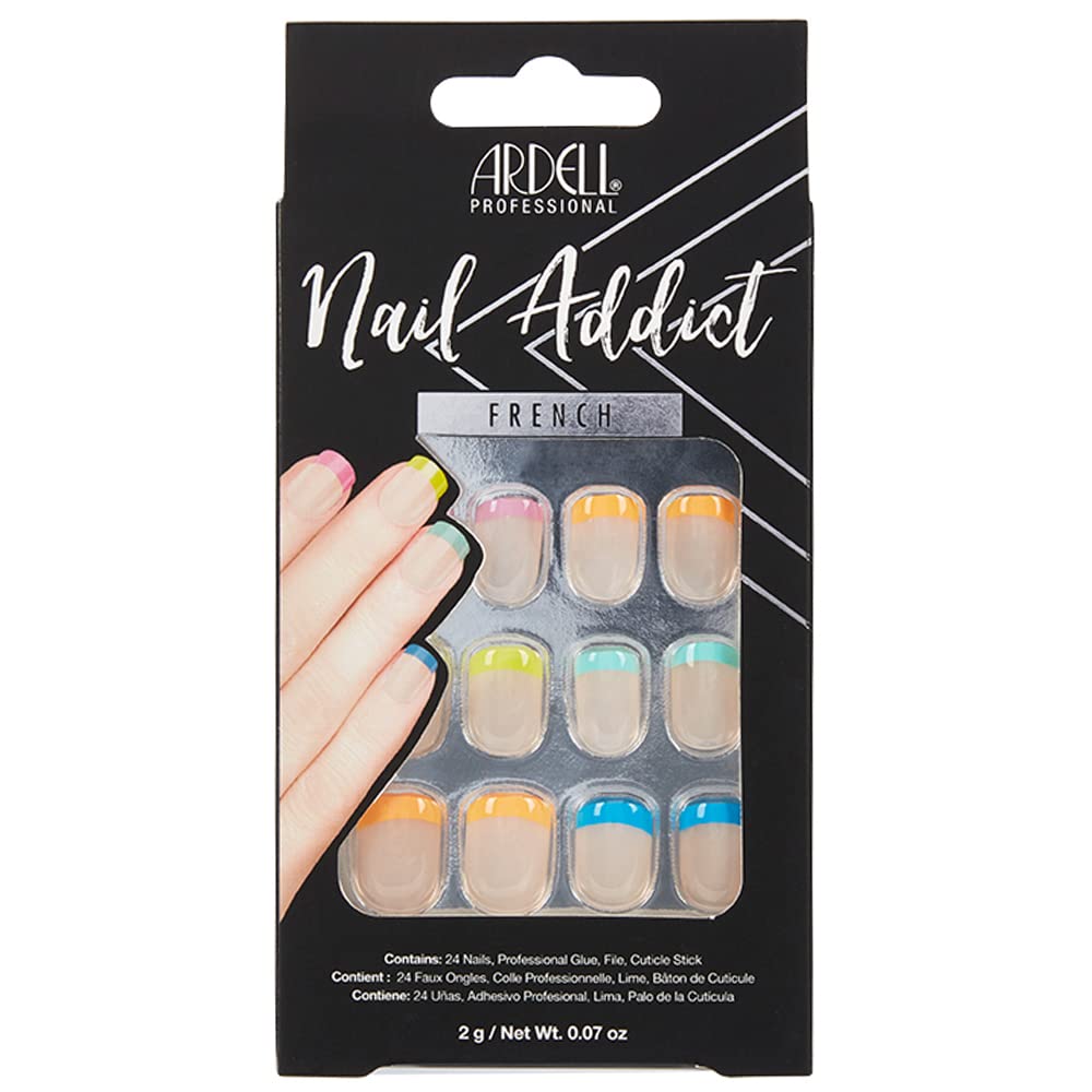 Ardell Nail Addict Artificial Nail Set, Rainbow French