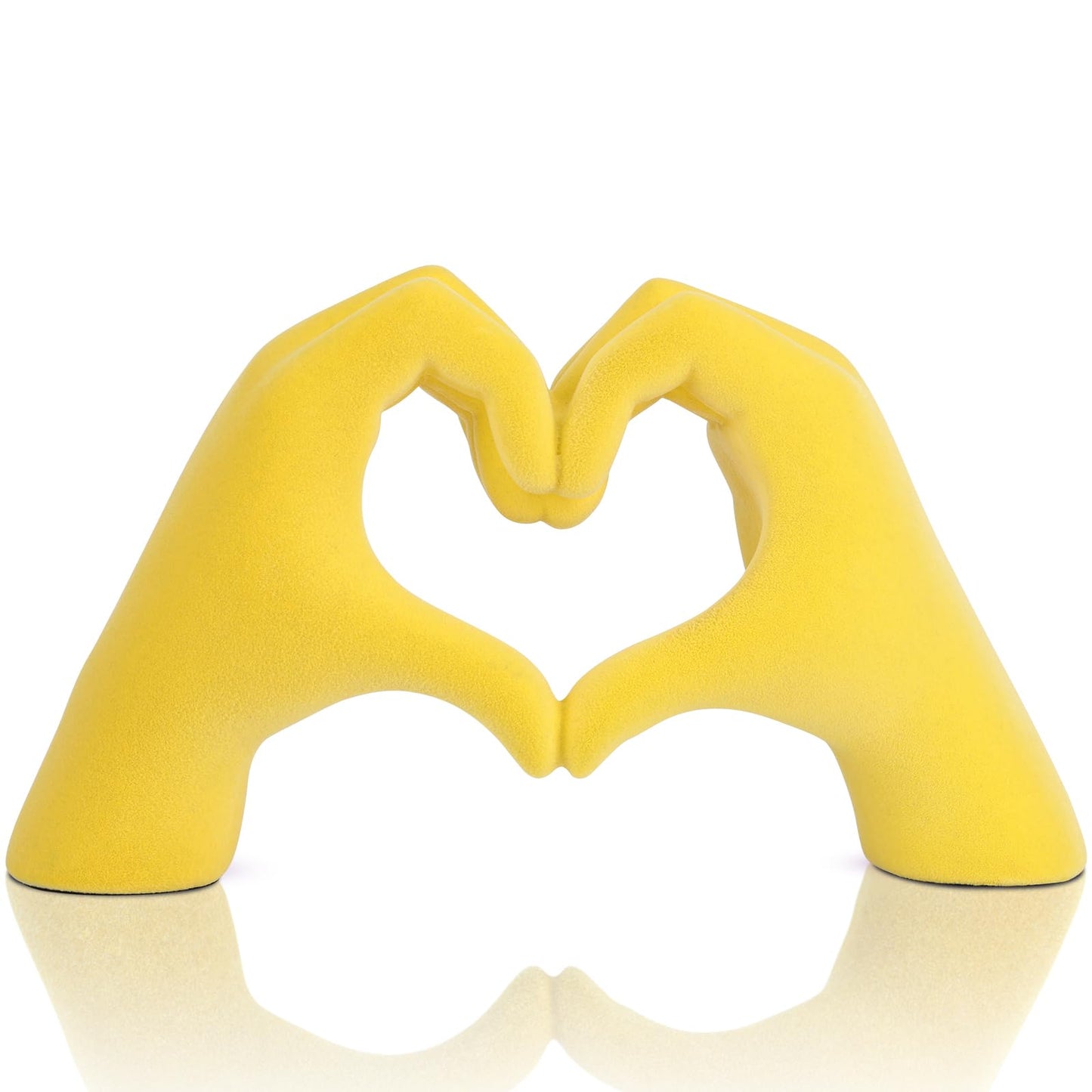 DOVDOV Yellow Heart Hand Sculpture, Heart Hand Statue Home Decor Aesthetics, Suitable for Bookshelf Console Table Office Entrance Decoration Bohemian Wedding Decoration and Small Ornaments.