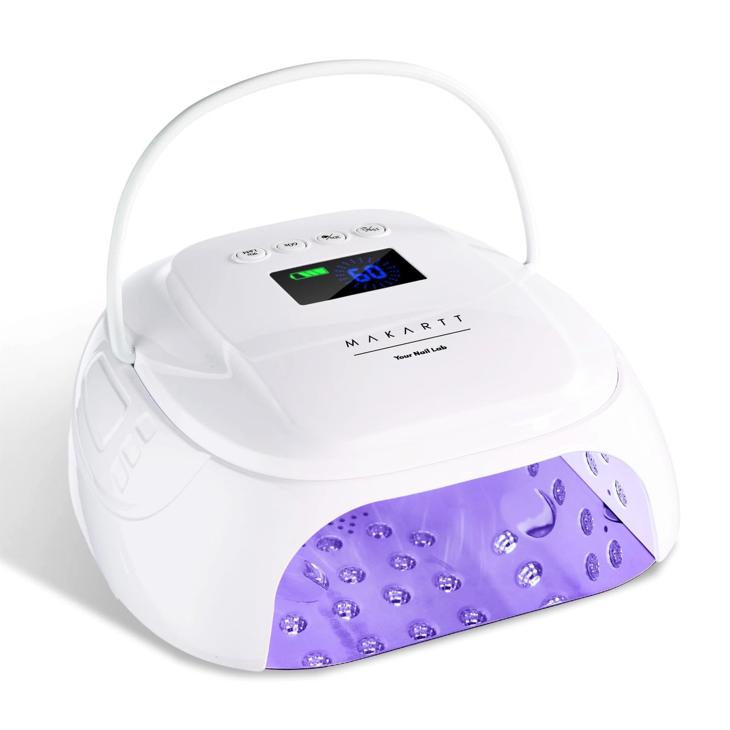 Makartt UV Nail Lamp – 30W Fast Curing UV Light with Handle Rechargeable Cordless Nail Dryer for Gel Nail Polish with 45 Beads Dual Lights 4 Timers LCD Smart Sensor for Nail Art Design(White)