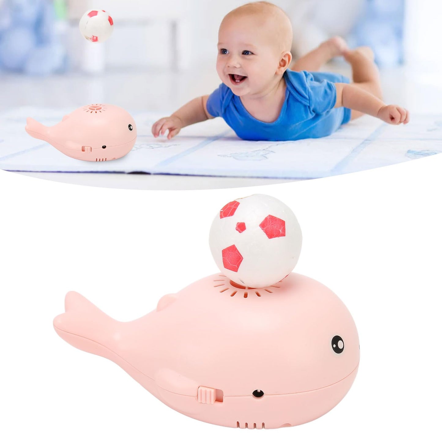 BTSEURY Electric Whale Floating Ball Toy, Cartoon Style USB Charge Bladeless Safe Electric Blowing Floating Ball Toy for Baby (Roseate)