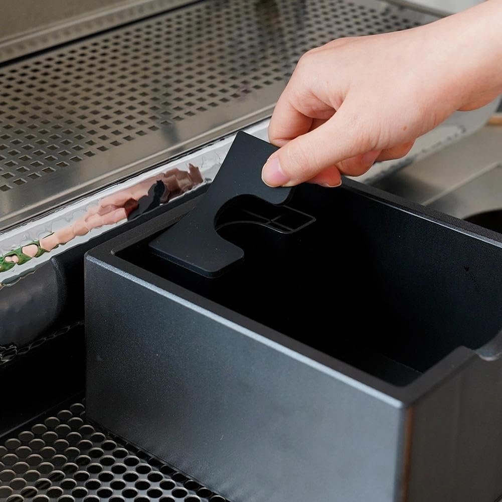 watchget Espresso Knock Box, Coffee Ground Knock Box, Dual Function Storage and Tamping Tool with Non-Slip Base, Made of Durable ABS Plastic, Perfect for Baristas and Coffee Enthusiasts, Black