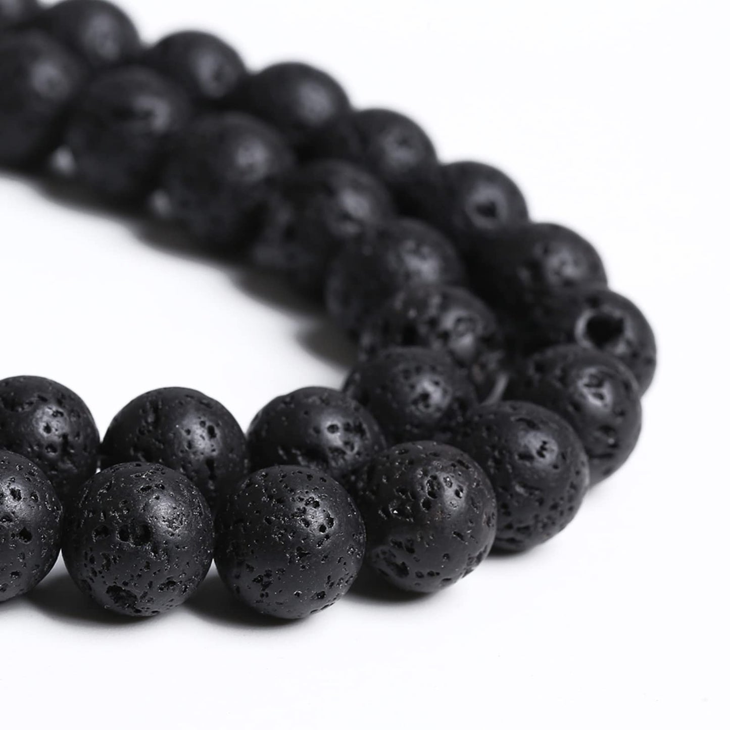 8MM 45PCS Natural Stone Black Volcanic Lava Chakra Spacer Loose Beads for Jewelry Making DIY Bracelet