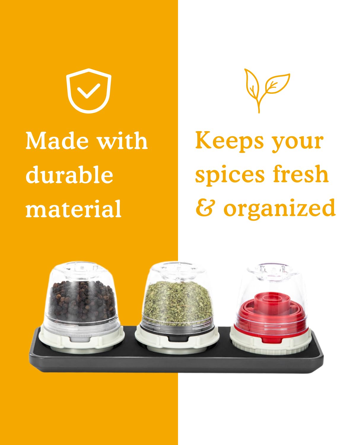 FinaMill Slate Trio Stackable Tray – Spice Rack for 3 FinaMill Pods, Durable Kitchen Organizer for Spice Grinder, BPA-Free, Easy to Clean, Keeps Spices Neat and Accessible, Home and Kitchen Gift Ideas