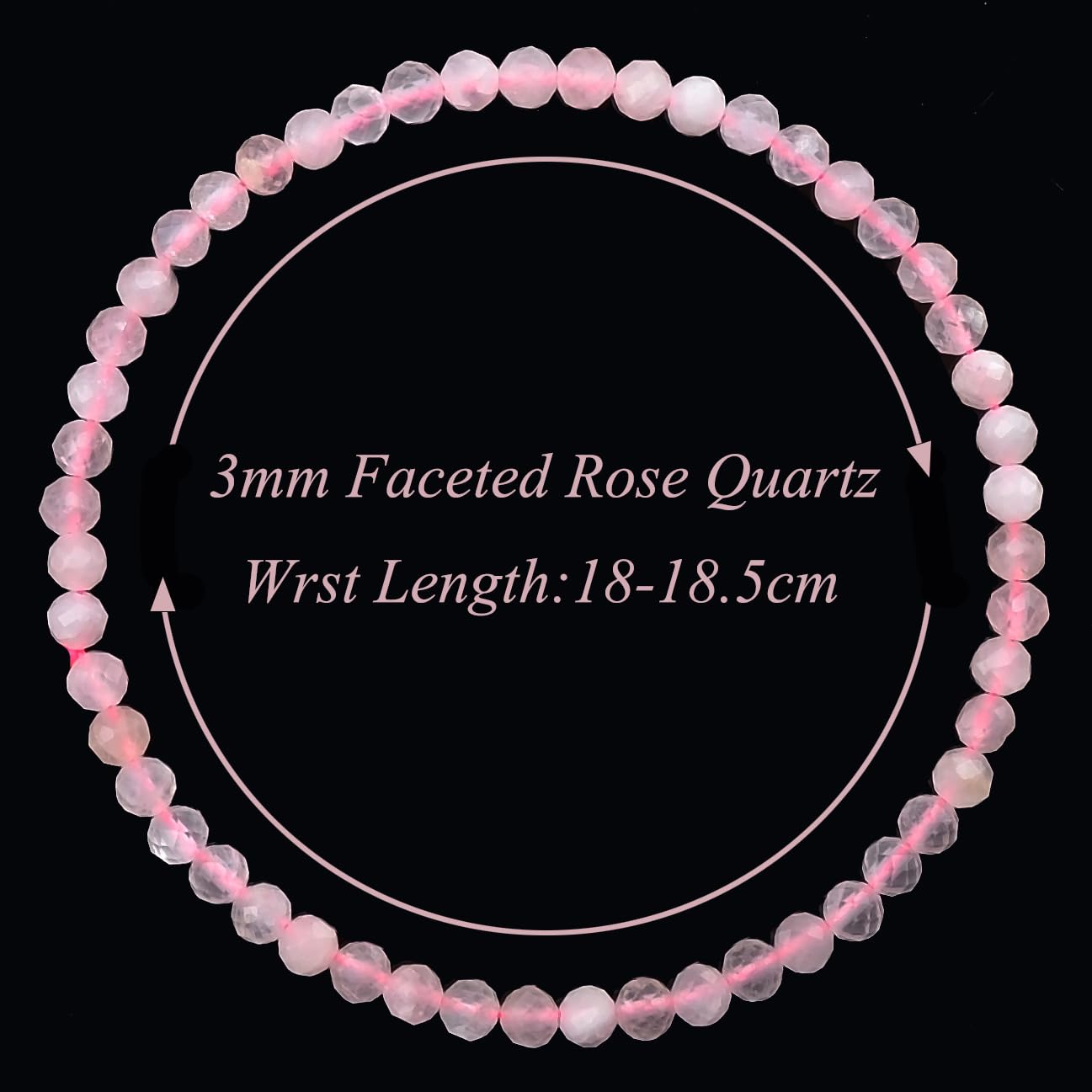 MASSIVE BEADS Natural Genuine Gemstone Beads Healing Crystal Chakra Reiki Jewelry Faceted Round Beads Bracelets (Rose Quartz, 3mm)