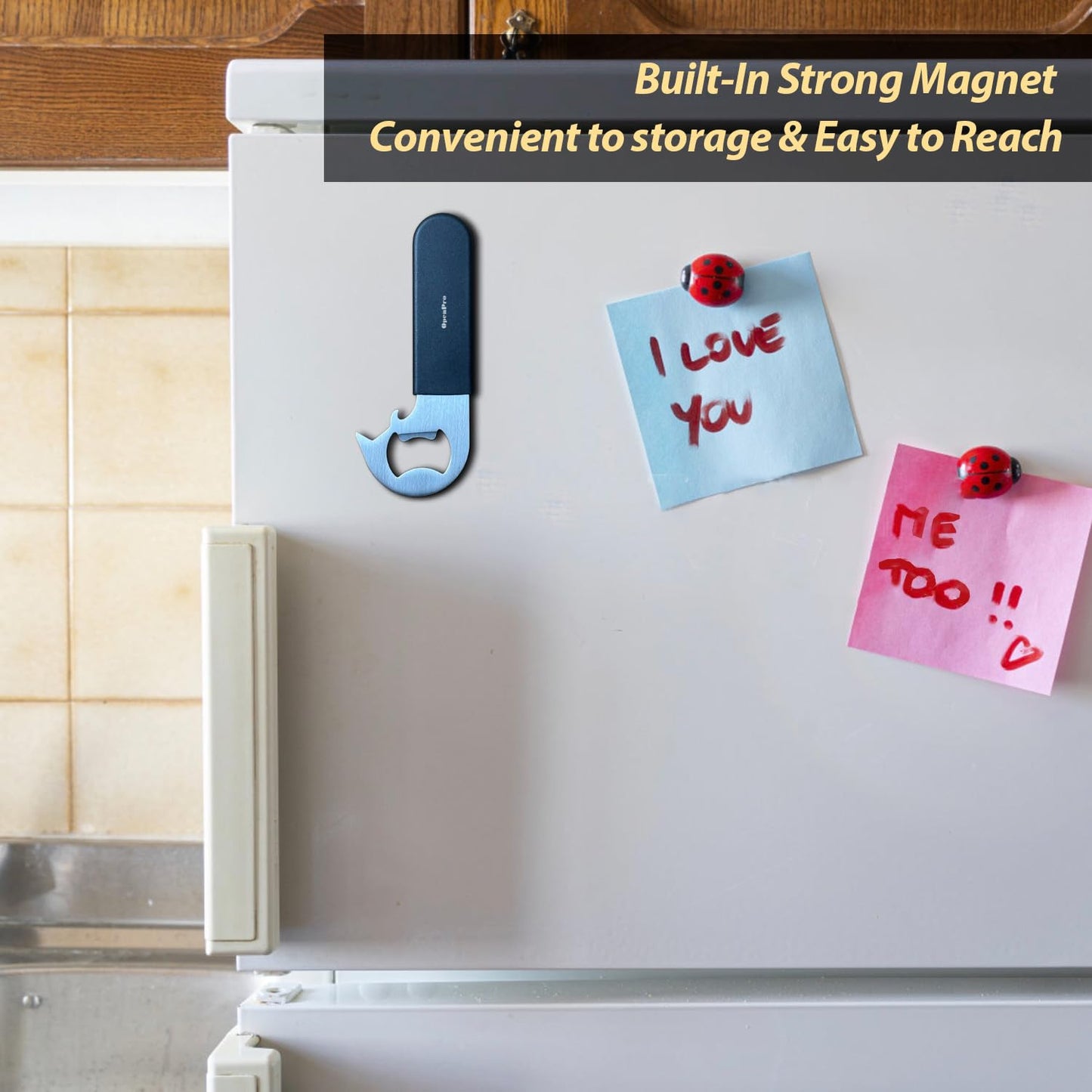 Magnetic 2-IN-1 Ring-Pull Can Opener, Beer Bottle Opener, Manual Can Opener Easy for Seniors, Pet Food, Cat Cans, Beer, Gadgets for People with Arthritis, kitchen gadgets, 2-Pack