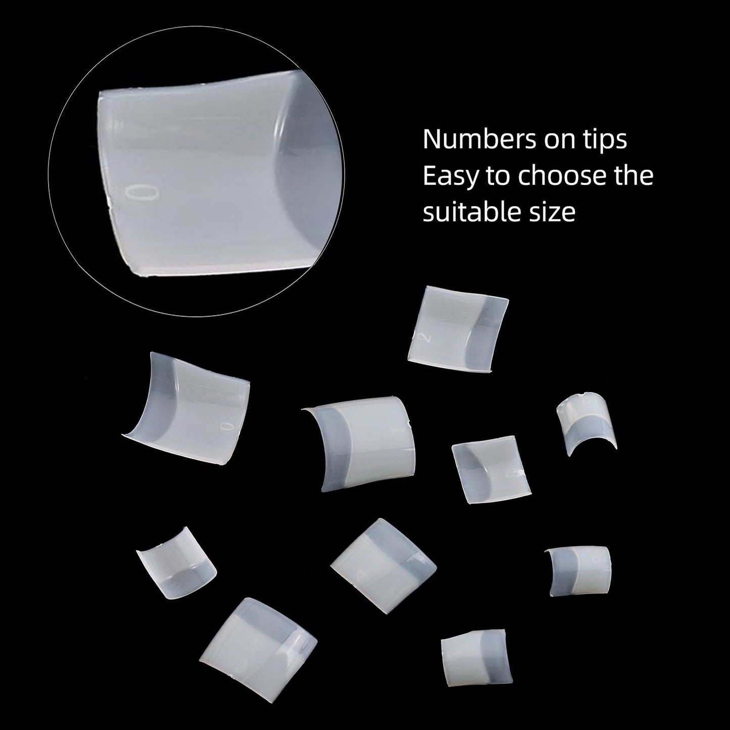 Square Nail Tips Half Cover 500Pcs Clear Acrylic Nails French Short False Nails with Box (Natural)