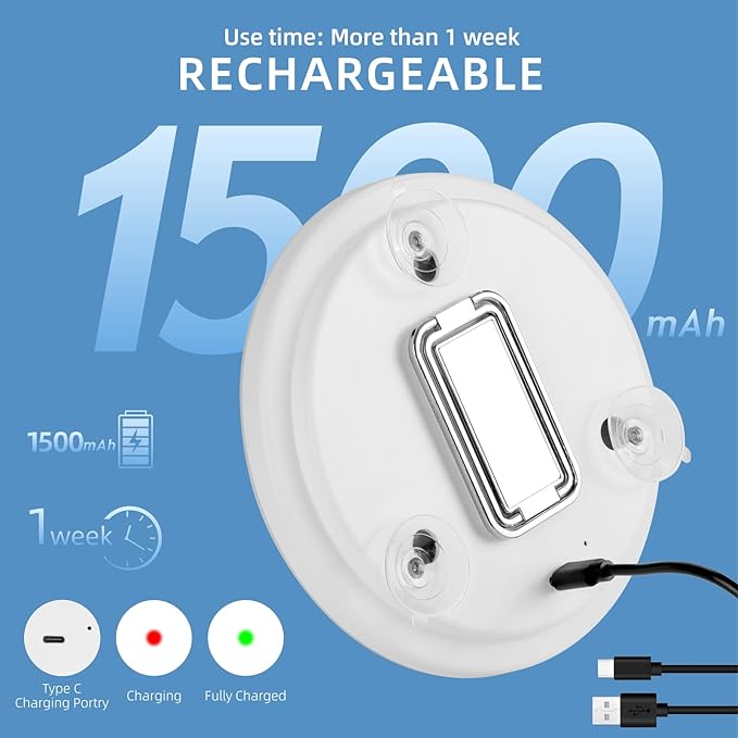 Rechargeable 30X LED Magnifying Mirror with 3 Colors Modes Dimming Light, 6" Makeup Mirror with 3 Suction Cups and 360 Table Stand