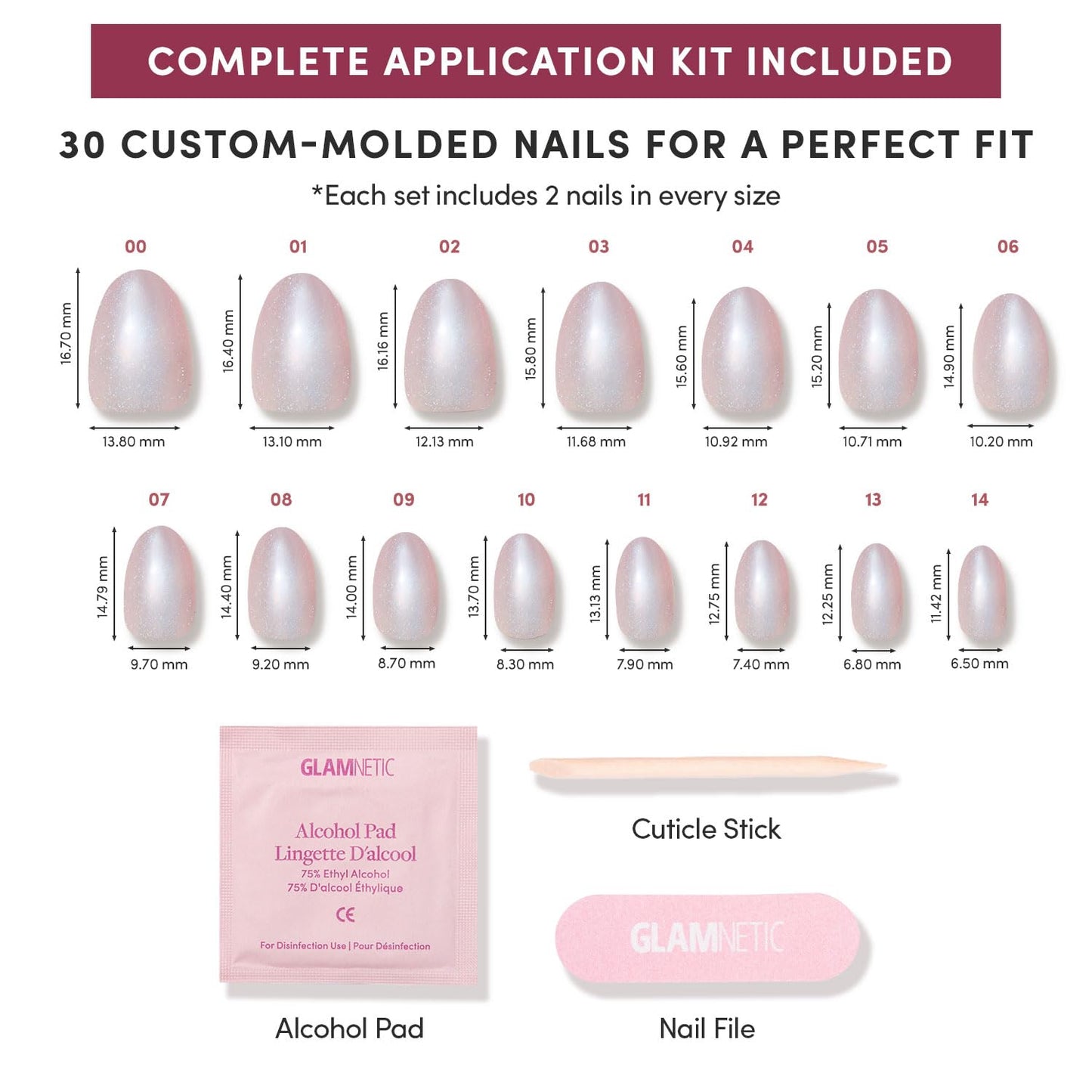 Glamnetic Quick Press Mani - No Glue Press On Nails, Just Peel and Stick, Oval Extra Short Nails, Mess Free, Salon Quality Stick On Nails, Nude Glazed | in 15 Sizes - 30 Nail Kit