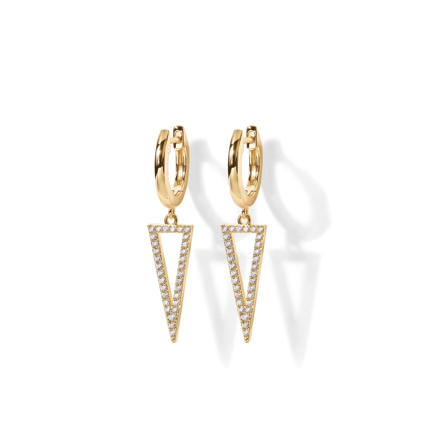 PAVOI 14K Gold Plated S925 Sterling Silver Post Drop/Dangle Huggie Earrings for Women | Dainty Earrings (Triangle, Yellow Plated)