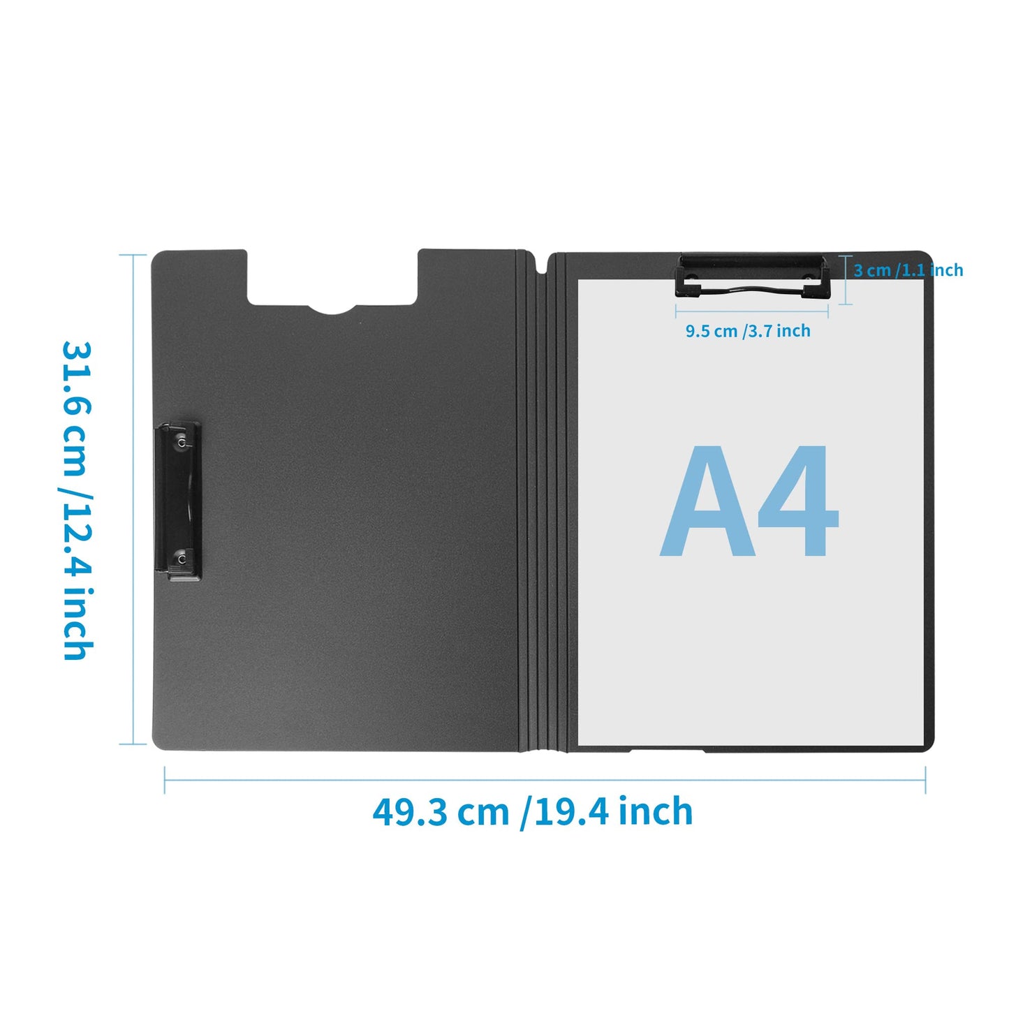 souG 4Pcs Clipboard Foldable,360°Cover Folder Clipboard Plastic Clipboards with Double Low Profile Clip,File Folder Storag Clipboards for A3 A4 Paper, Clip Boards for Office School Supplies (4 Colors)