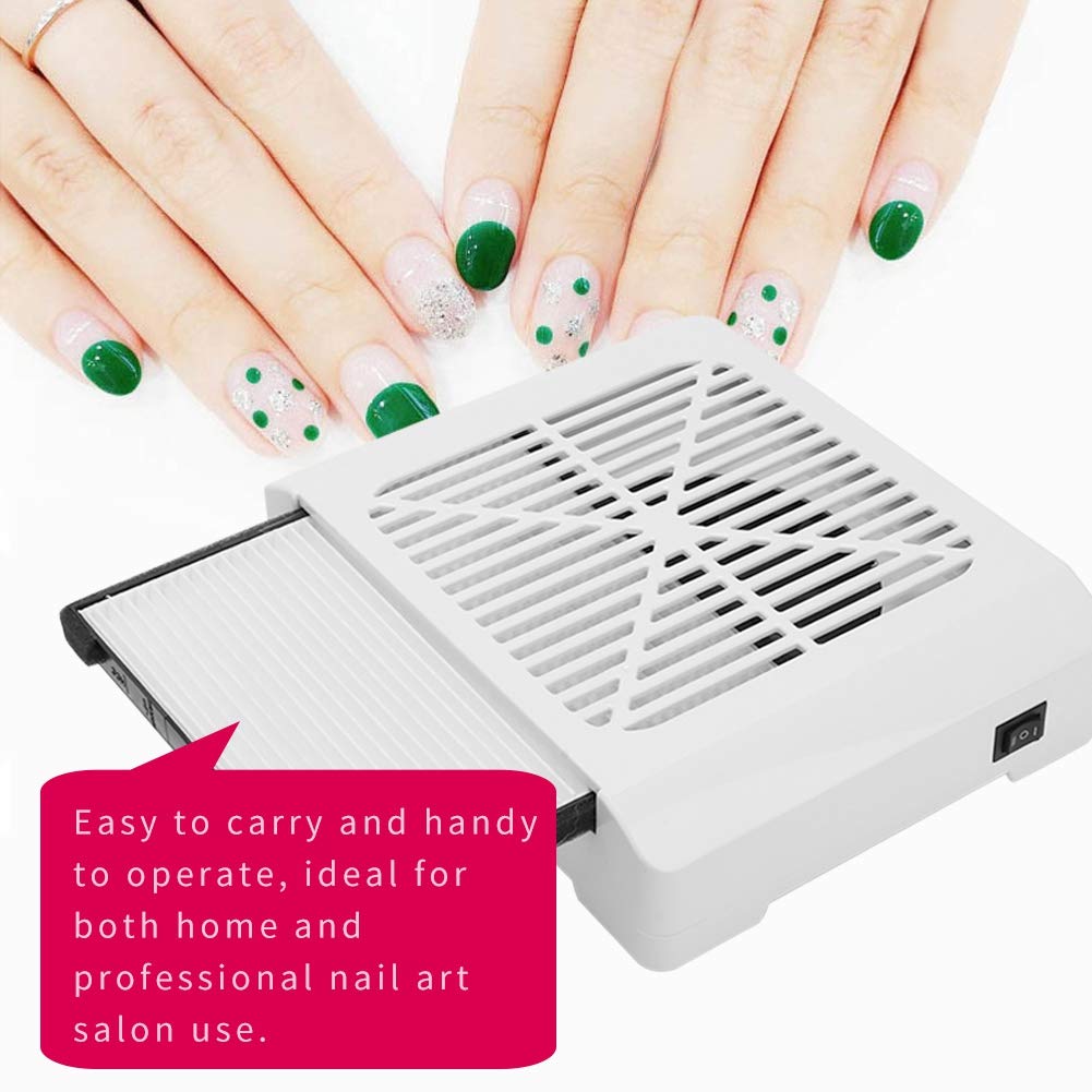Portable 36W Salon Suction Dust Collector Machine Vacuum Cleaner Tool Vacuum Cleaner Nail Art Accessories with 3 LEDs for Nails Fan Professional Manicure Pedicure Art(White 02)