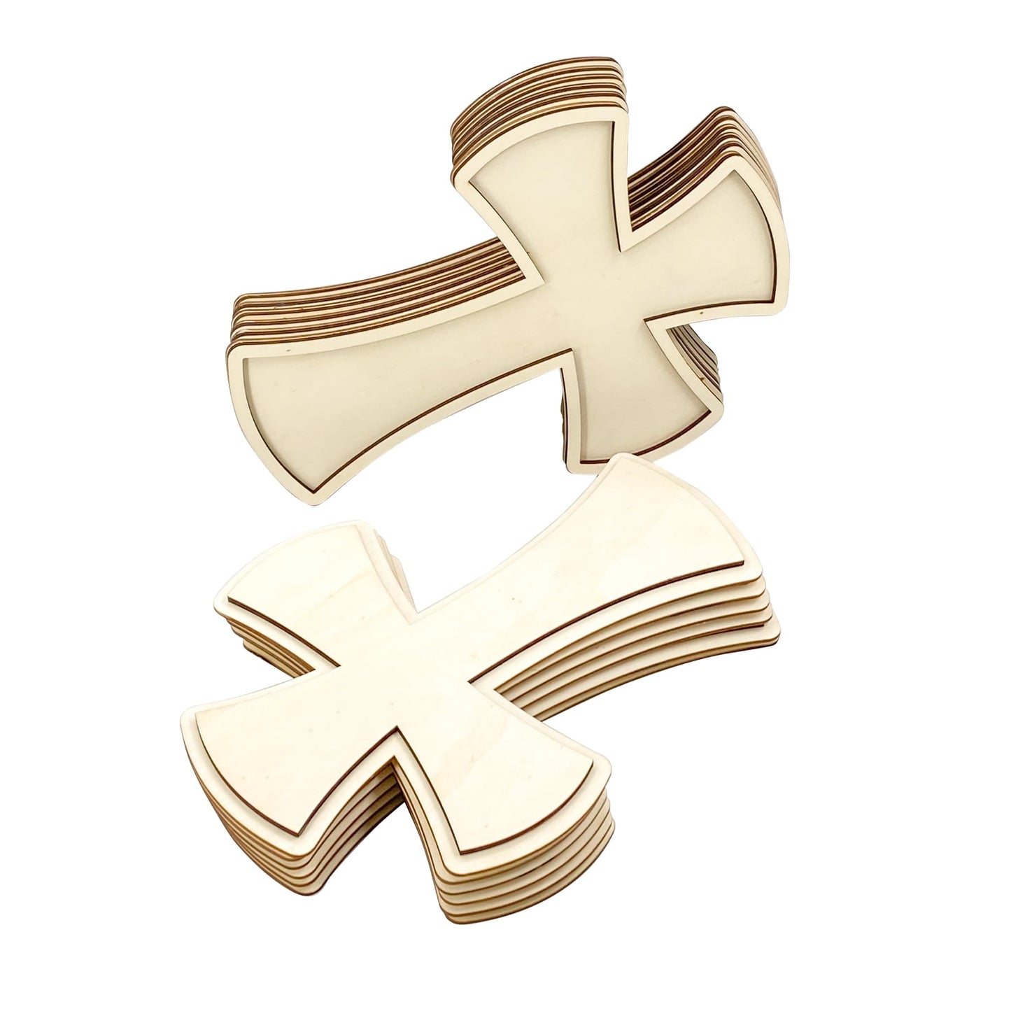 12 Pack 12 Inch Wooden Unfinished Cross Dome Shaped Blank Wood Layered Framed Cross for DIY Crafts