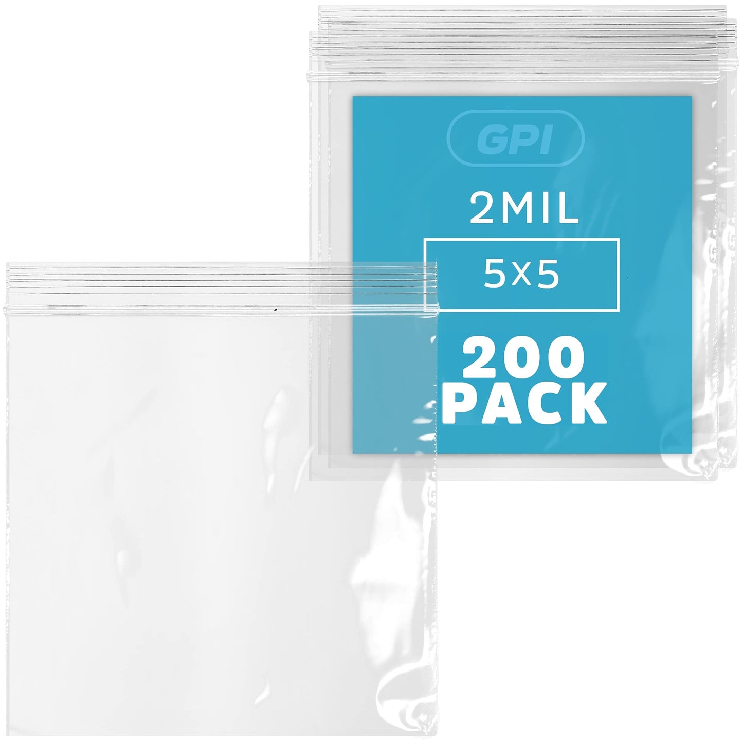 5" x 5" Zip Bags - 200 Count, Small, Clear Plastic Reclosable Zipper Poly Baggies, 2 Mil, with Resealable Zip Top Lock for Packaging Food Storage, Snacks, Candy, Office Supplies & More.