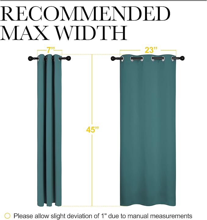 NICETOWN Bedroom Curtain Panels Blackout Draperies, Thermal Insulated Solid Grommet Blackout Curtains/Drapes (Sea Teal, One Pair, 29 by 45-Inch)