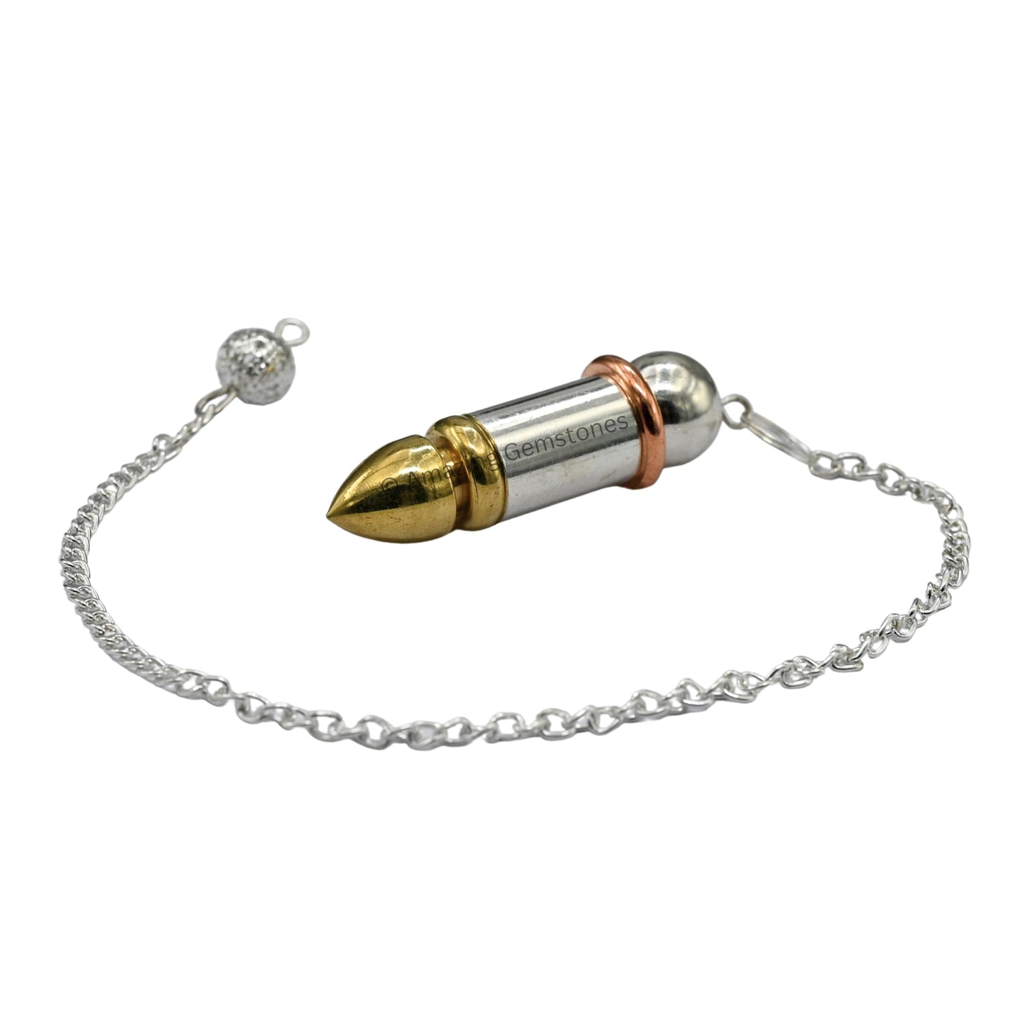 Amazing Gemstone Healing Metal Pendulums for Divination, Gold Silver Copper Openable 4 Piece Bullet Steel Copper Pendulum High Energy Pendulo de Bronce Pendulos de Mesa MP84