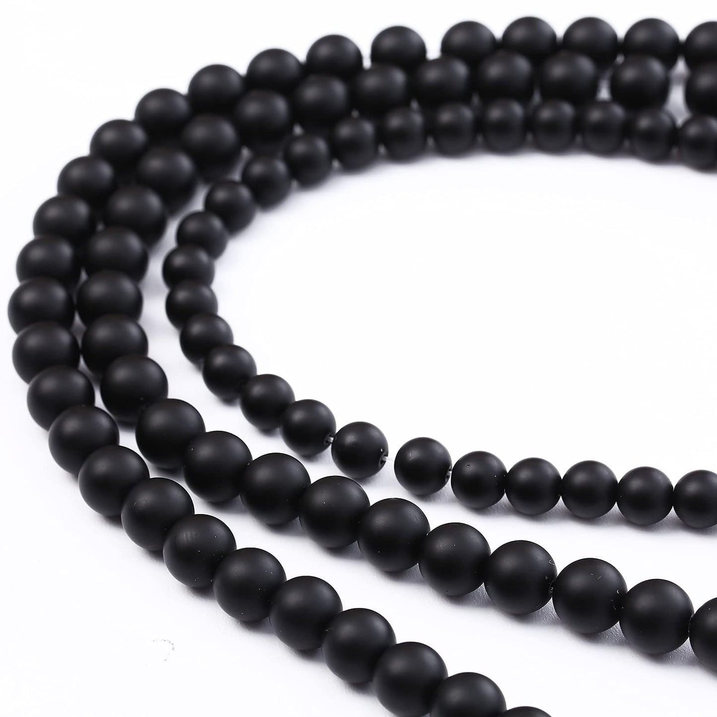 45PCS 8MM Natural Frosted Black Agate Stone Beads Round Loose Beads for Jwelry Making DIY Bracelet Necklace Accessory 15Inch