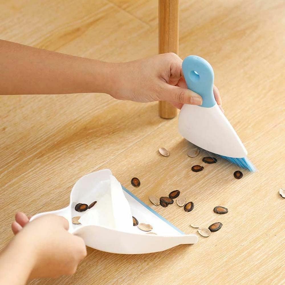 Dust pan Broom Brush Dustpan Small Broom and Dustpan Set（Light Blue (2 Count)