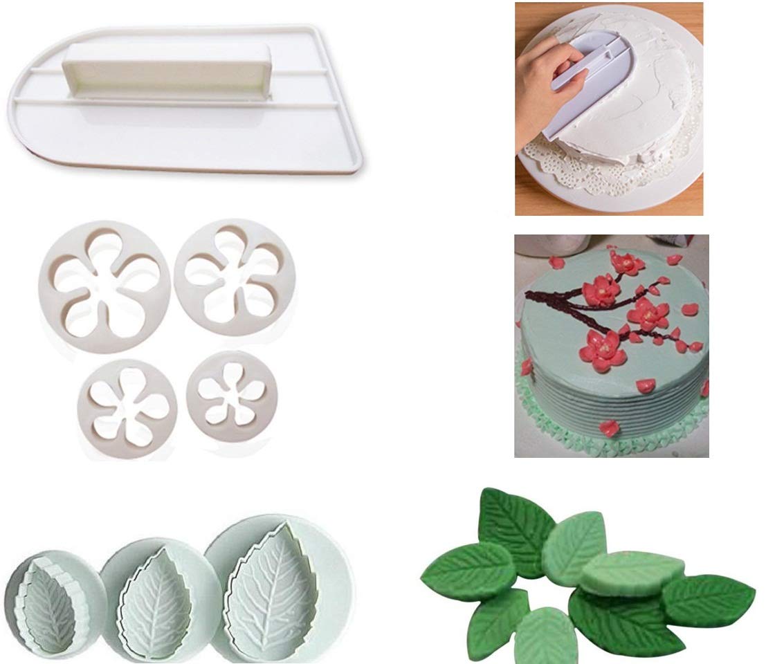 Fondant Cutters Molds Cake Decorating Tool,Icing Smoother,Cake Cookie Plunger Cutters Mold Sugarcraft Gumpaste craft Flower Leaf Butterfly Heart Shape Decorating Mold DIY Embosser Moulds