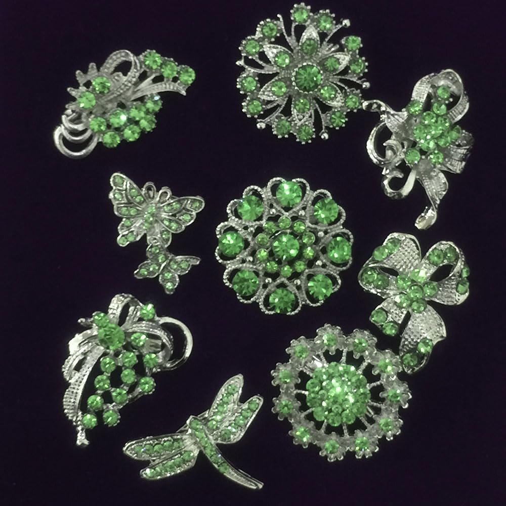 Ezing Lot 24pc Shining Rhinestone Crystal Brooches Pins DIY Wedding Bouquet Kit (F)