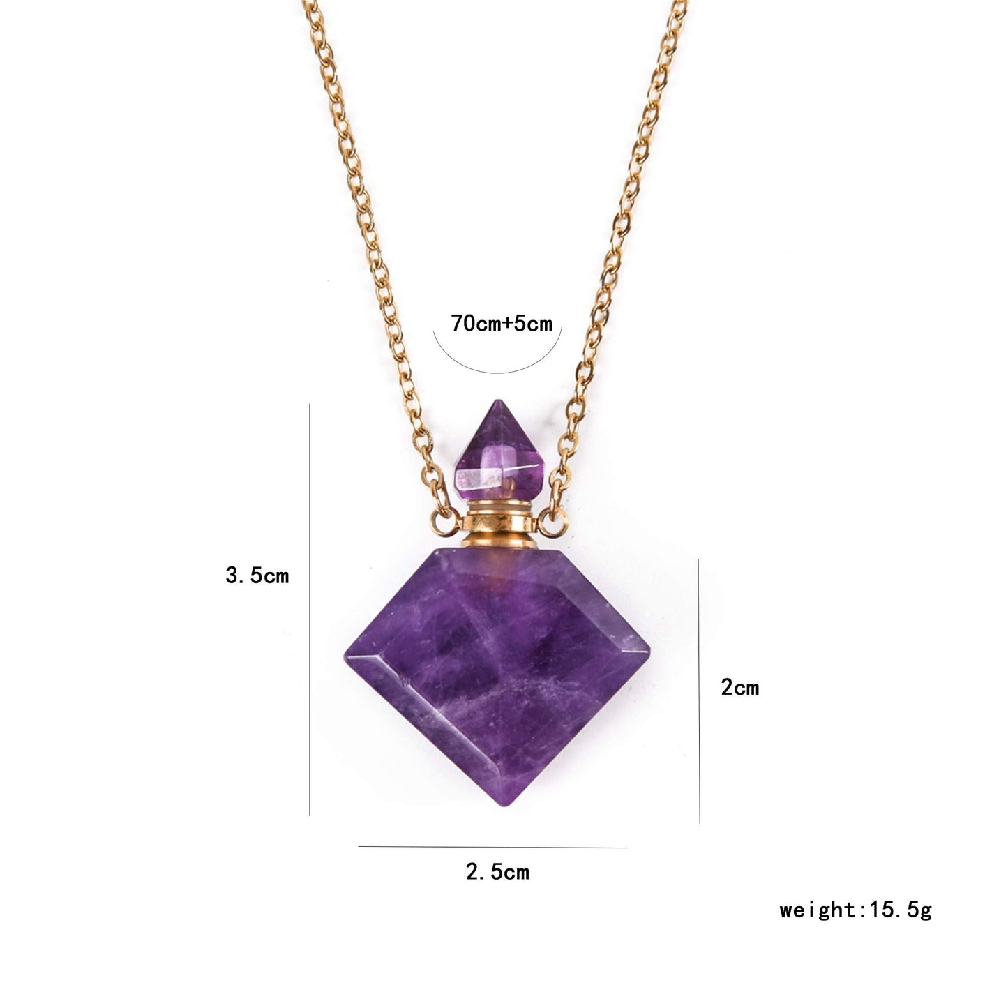 YGLINE Crystal Necklaces Faceted Crystal Stone Perfume Bottle Pendant for Women Diffuser Necklaces