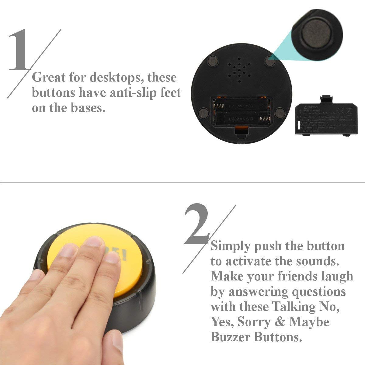 Joffreg Set of 4,The NO, YES, Sorry and Maybe Sound Buttons