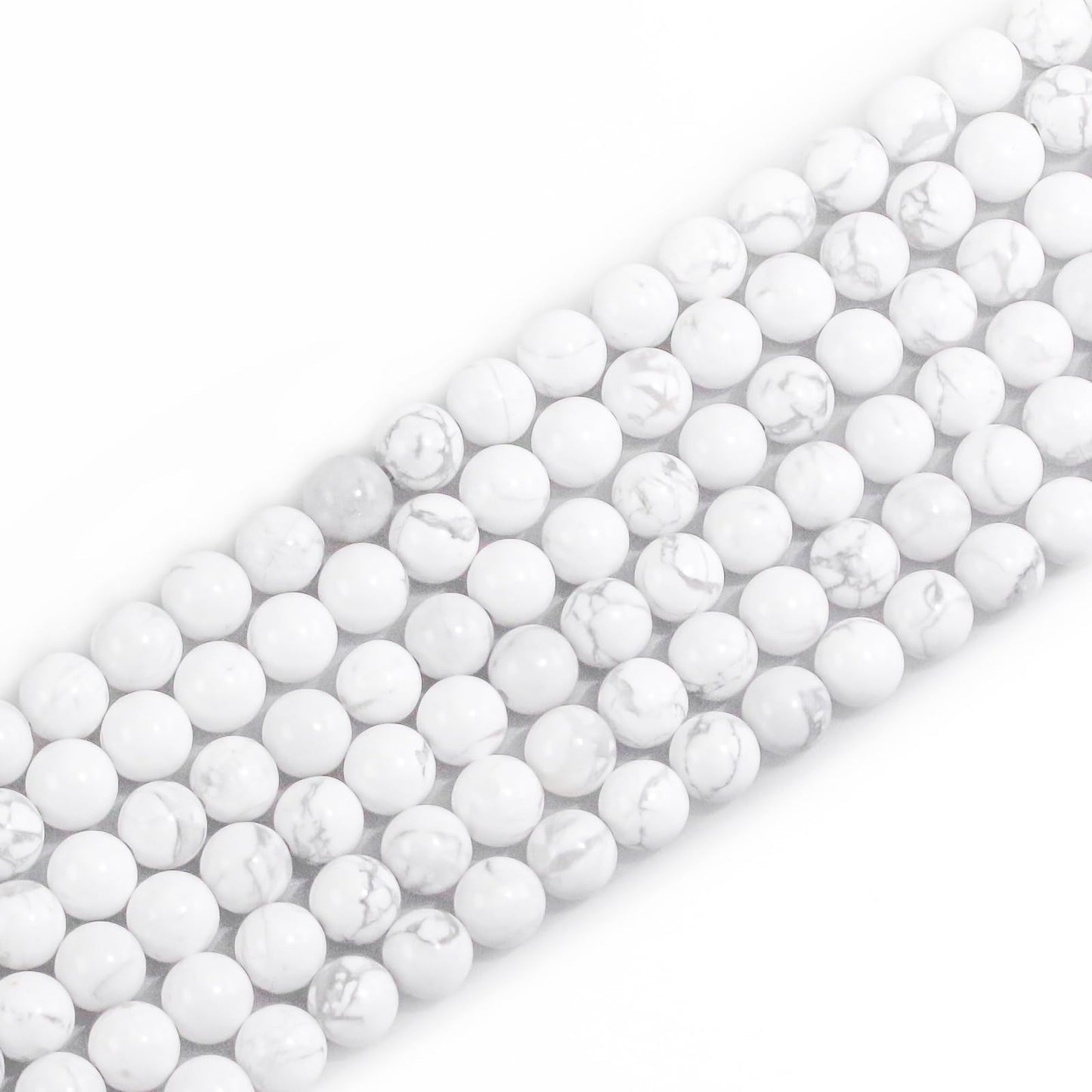10mm Natural Gemstone Round Loose Beads for Jewelry Making White Howlite Chakra Crystal Stone Beads for Bracelets Necklace Earring Making Supplies (35-38pcs/Strand)