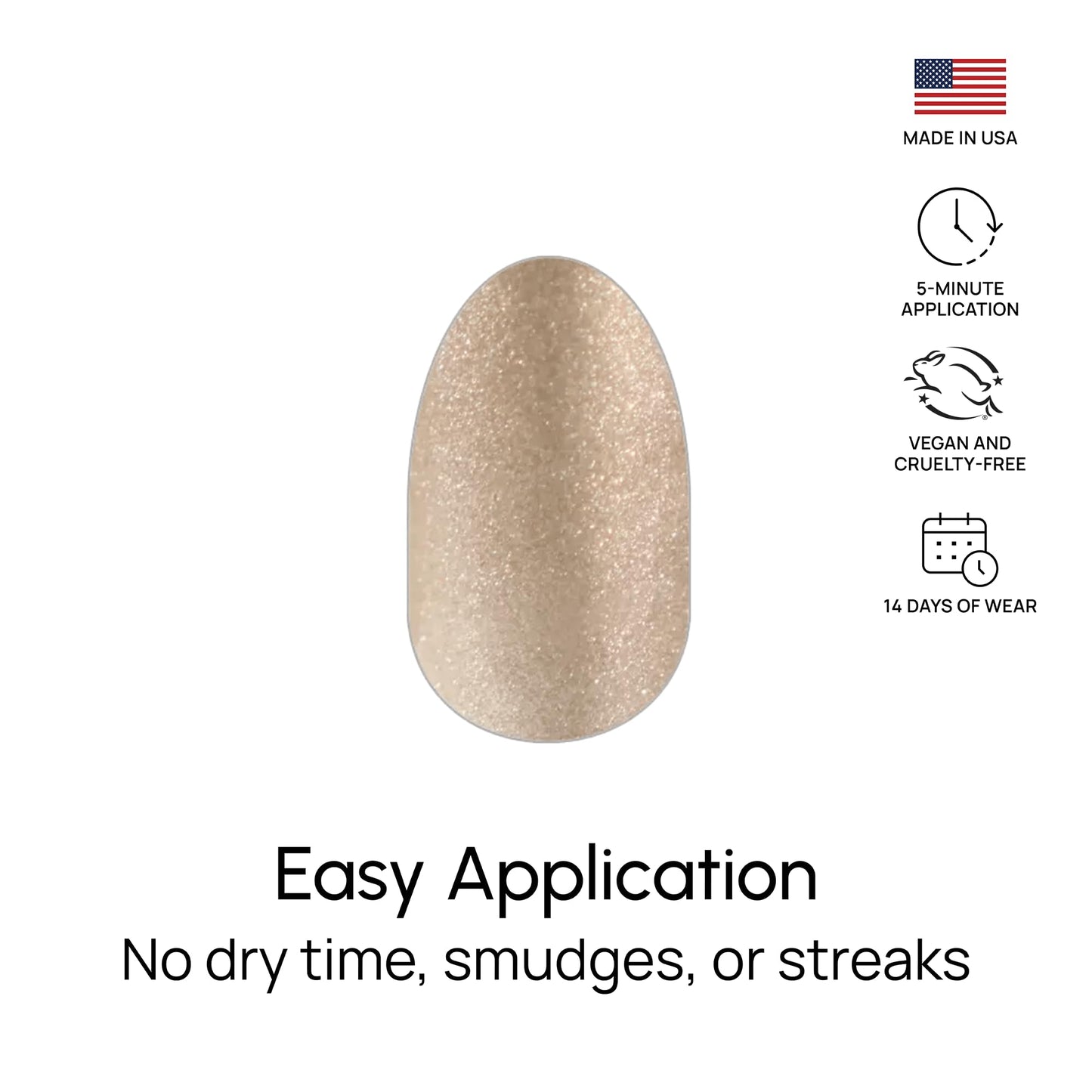 Color Street Stay Golden Nail Polish Strips - Champagne Gold Shimmer a Sophisticated, Subdued Glow. Includes 16 Double-Ended Strips for Easy Application and Long-Lasting Wear. Elevate Your Style.