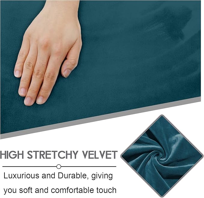 ULTICOR Velvet 8-Pieces Recliner Sofa Covers Stretch Reclining Couch Covers for 3 Cushion Reclining Sofa Slipcovers Furniture Covers Thick Soft Washable (3 Seater Recliner Cover, Deep Teal)