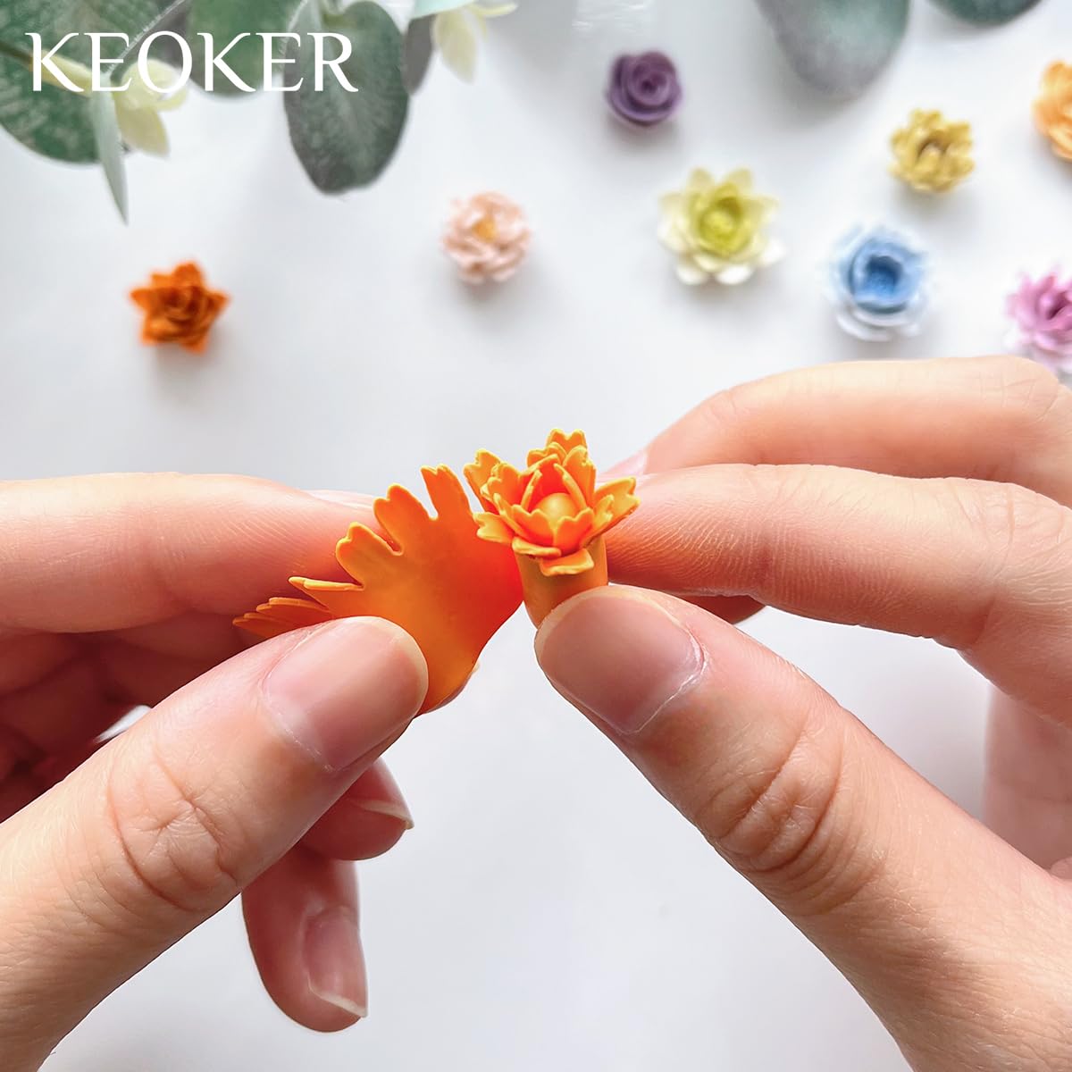 Keoker Polymer Clay Flower Petal Line Cutter, Shape Polymer Clay Cutters to Make 3D Flowers, Polymer Clay Petal Tool