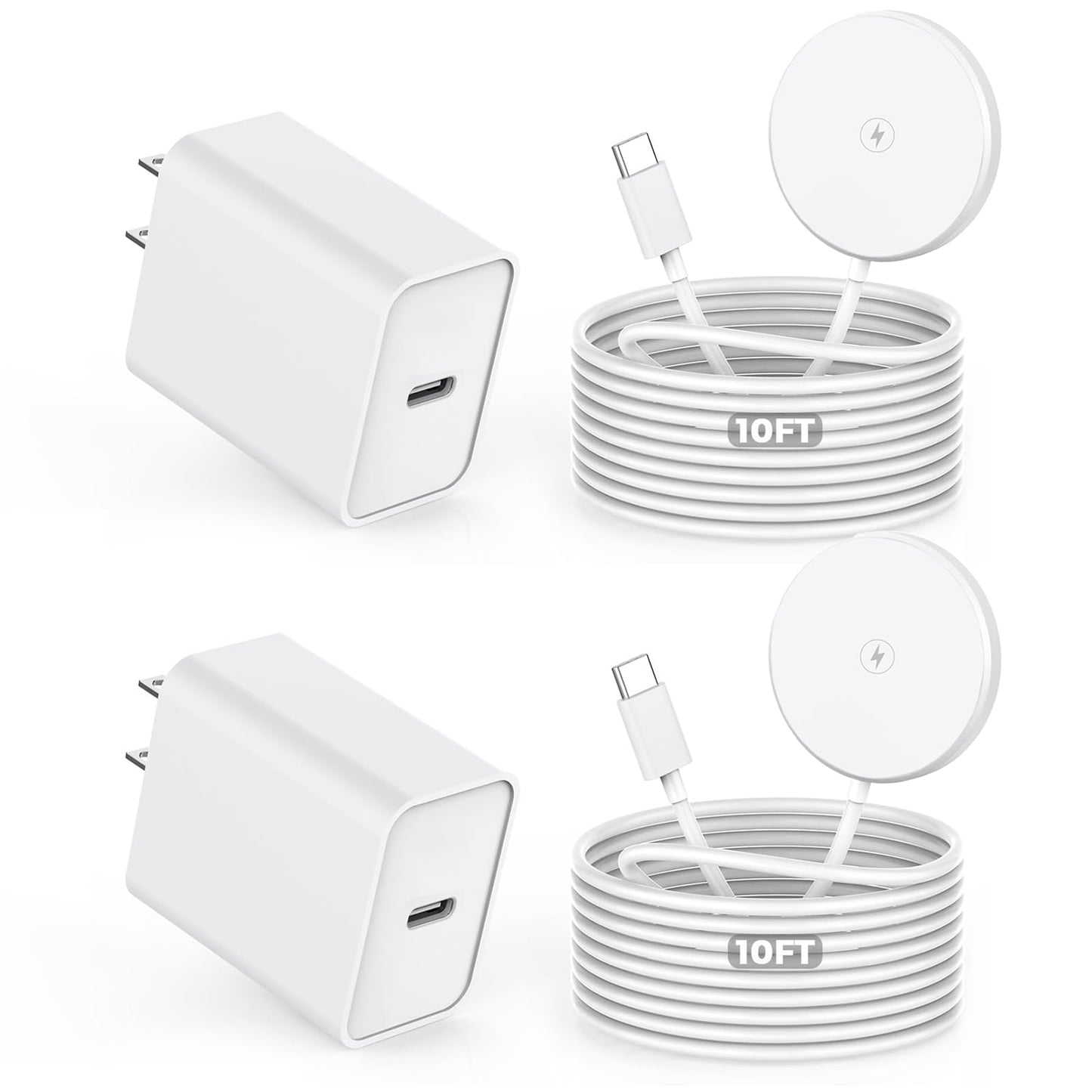 【Apple MFi Certified】Magnetic Wireless Charger,2Pack 10FT Apple Mag-safe Charger,Fast MagSafe Charging Wireless iPhone Charge Pad USB C Block Adapter for iPhone 17 Pro Max/17e/Air/16/15/14/13,Air-Pods