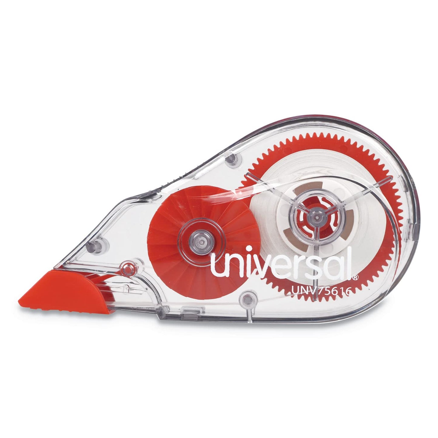 Universal UNV75616 0.2 in. x 315 in. Non-Refillable Correction Tape Dispenser - Transparent/Red (10/Pack)