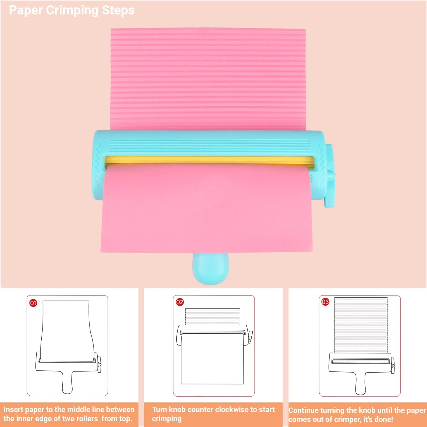 KW-triO Paper Crimper for Chip Bags Crafting Paper Creasing Tool for Scrapbooking, Quilling, Wrapping, Bag Sealing Decorative Edge Creaser with 8-1/2 Inches Width Roller (Cyan)