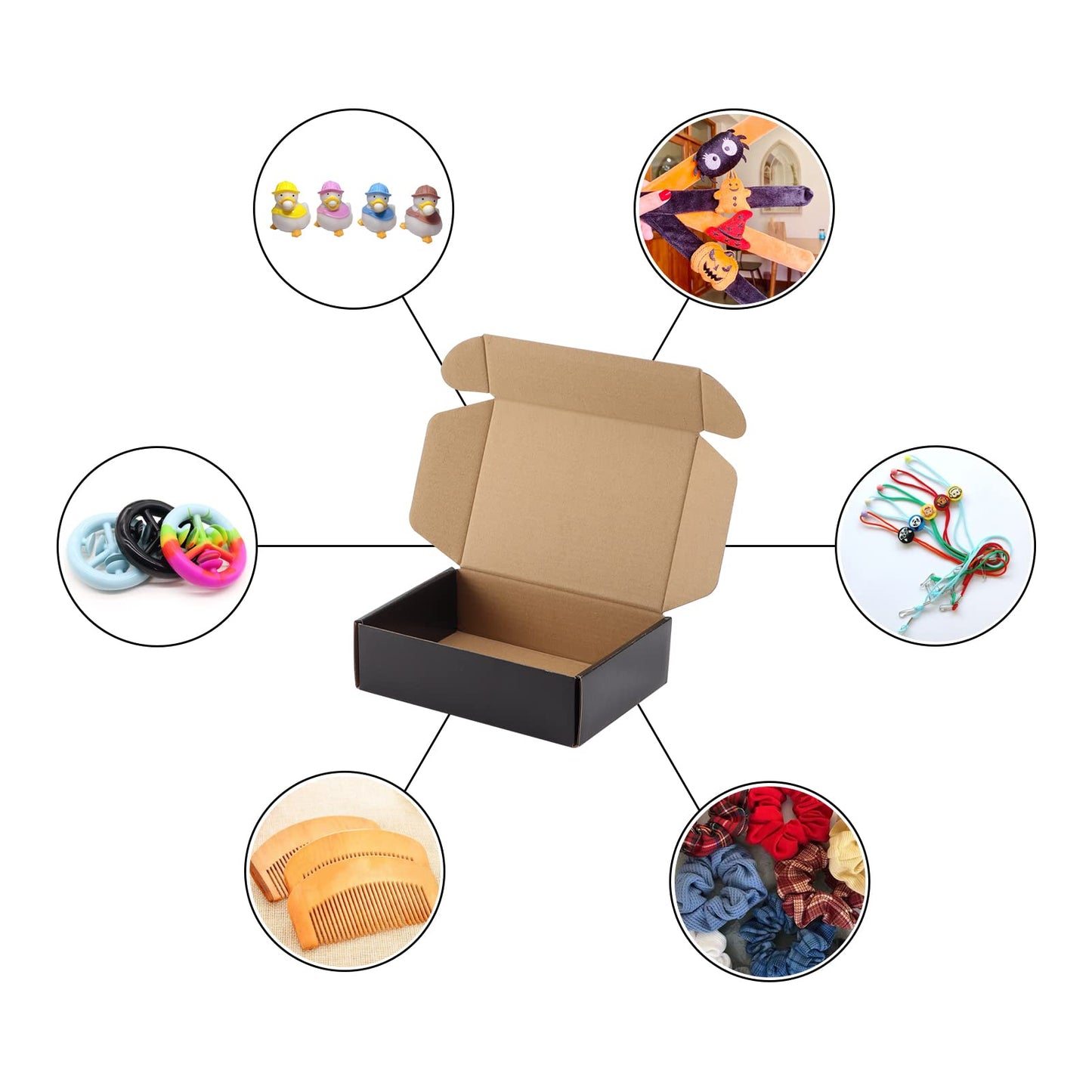 Hoikwo 25 Pack 7x5x2 Shipping Boxes for Small Business, Black Packaging Cardboard Boxes, Moving Mailing Packing Box