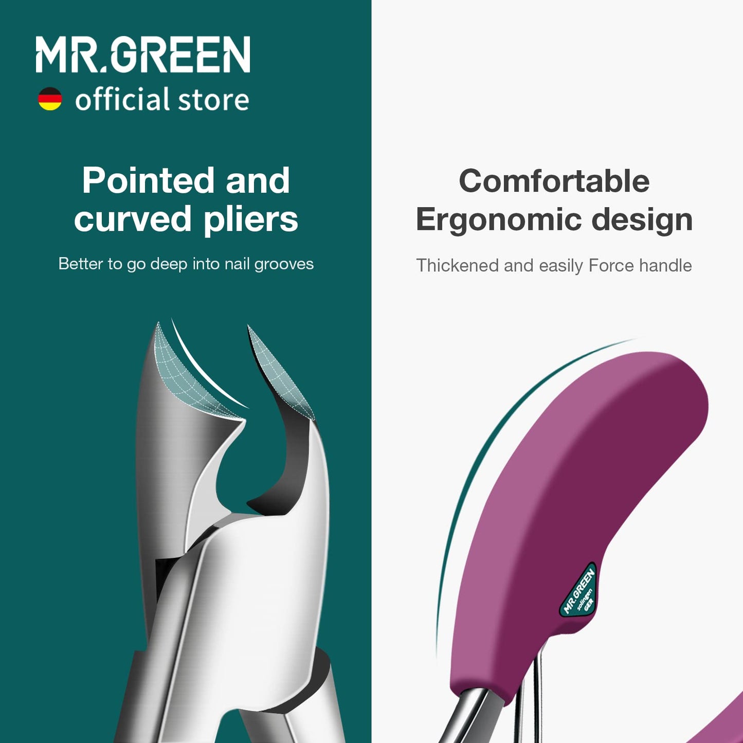 MR.GREEN Toenail Clipper Stainless Steel Ingrown Nail Cutter Good at Cutting Thick and Hard Nails Pedicure Tools (Purple+Nail Remover)