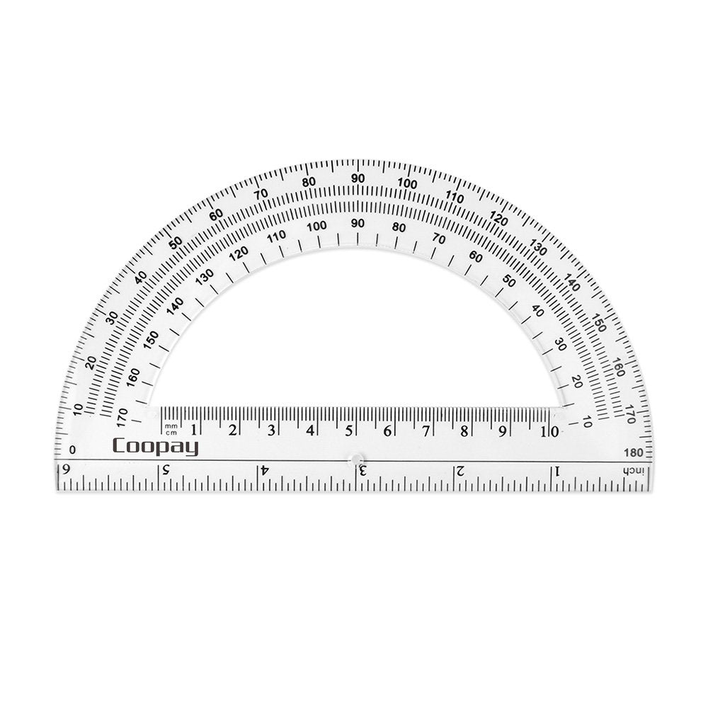 Coopay 24 Pack Plastic Protractors Student Math Clear Protractor Set 180 Degrees for Angle Measurement, 6 Inches