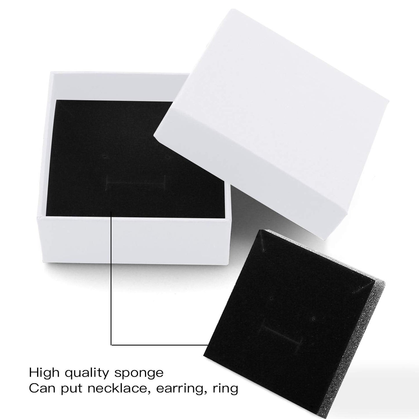 Coobbar Necklace Earring Ring Box Gift Box,12 Pieces Square Cardboard Jewelry Gift Boxes,Cotton Filled Cardboard Paper Jewelry Box Gift Case (2.75x2.75x1 Inches) (White)