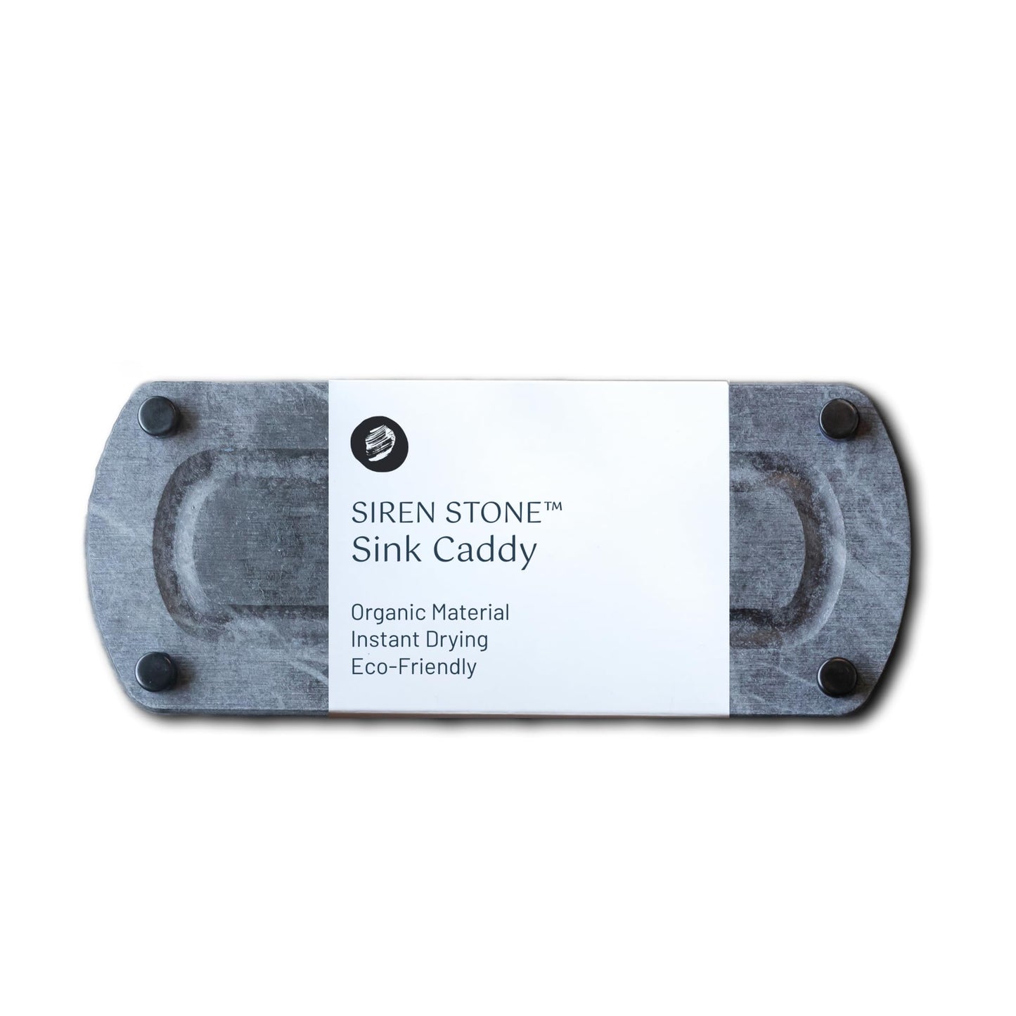 Siren Stone Premium Sink Caddy – Water-Absorbing Diatomaceous Earth Tray for Sink, Elevated Stainless Steel Feet, Non-Toxic, Fast-Drying, Kitchen or Bathroom