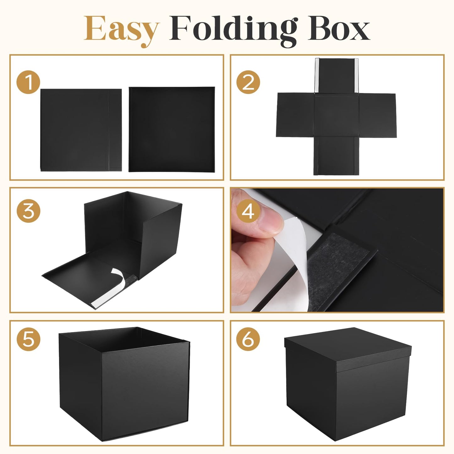 Donyang Gift Box, 12x12x10 inches Large Black Gift Boxes for Presents with Lids, Birthday Box, Groomsman Proposal Box, for Wedding, Valentine's Day, Mother's Day, Halloween, Christmas Gift Packging
