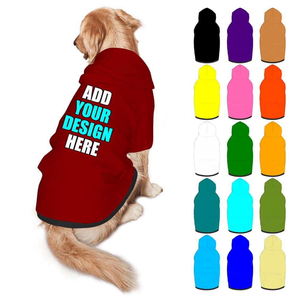 Mynvzrk Custom Dog Hoodie Personalized Photo Text Logo Name Dog Clothes, Soft & Warm for Puppy Sweatshirt Hooded for Small Medium Large Dogs Girl/Boy Cats/Kitten, Brown, S