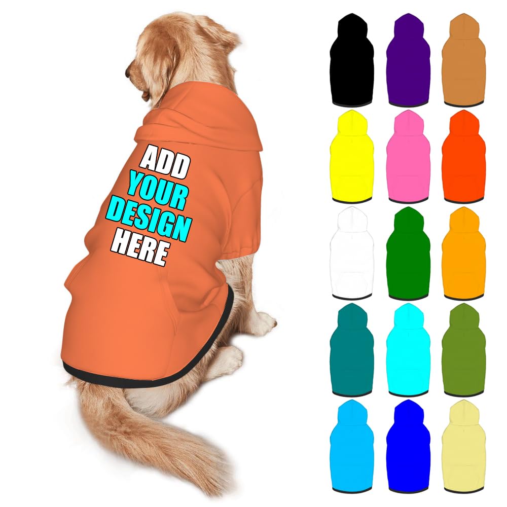 Mynvzrk Custom Dog Clothes with Photo Name Logo Personalized Dog Sweaters for Small Medium Large Dogs Breathable Warm, Gold, L