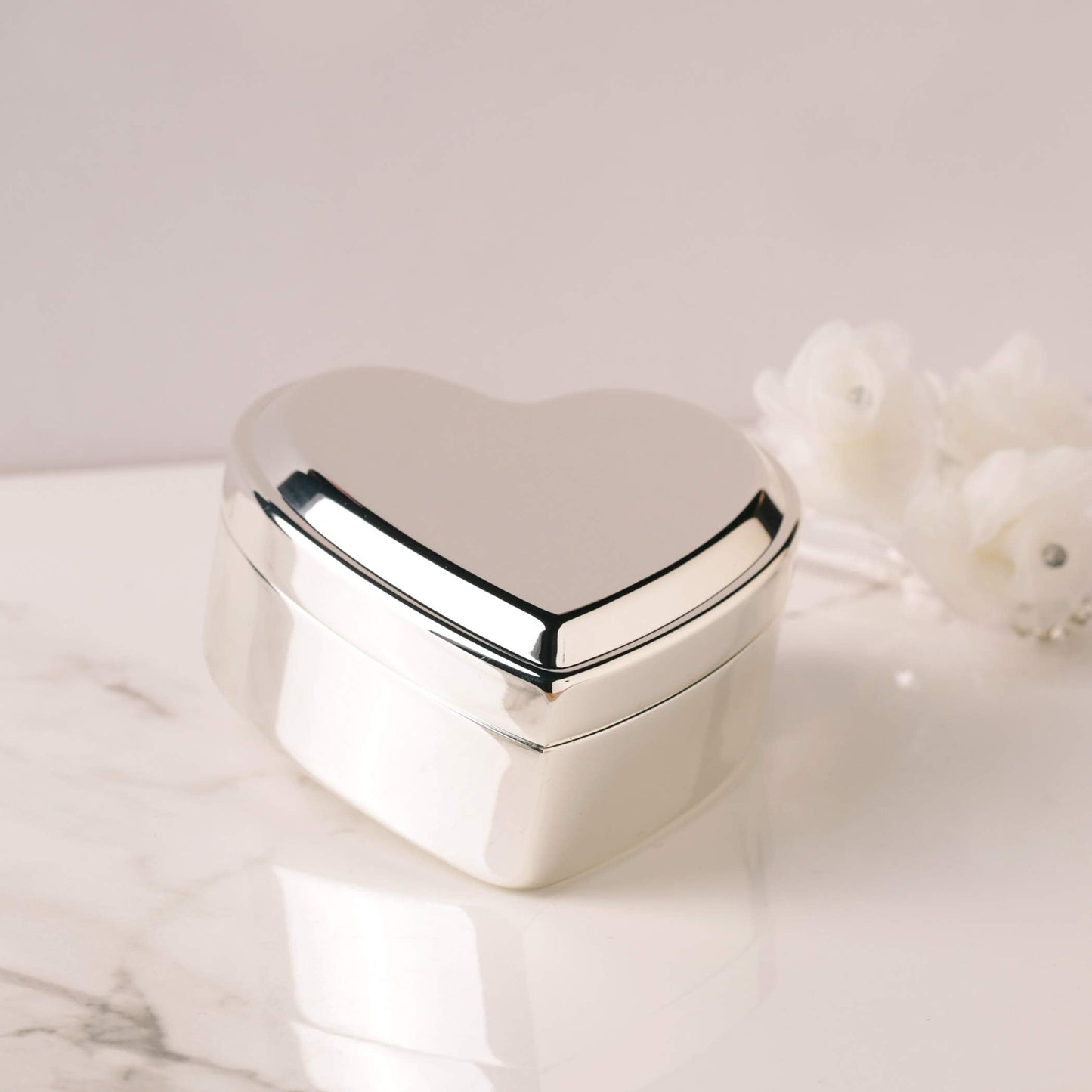 Cherished Moments Heart Shaped Jewelry Keepsake Box for Jewelry, Trinkets or Special Treasures, Silver Toned