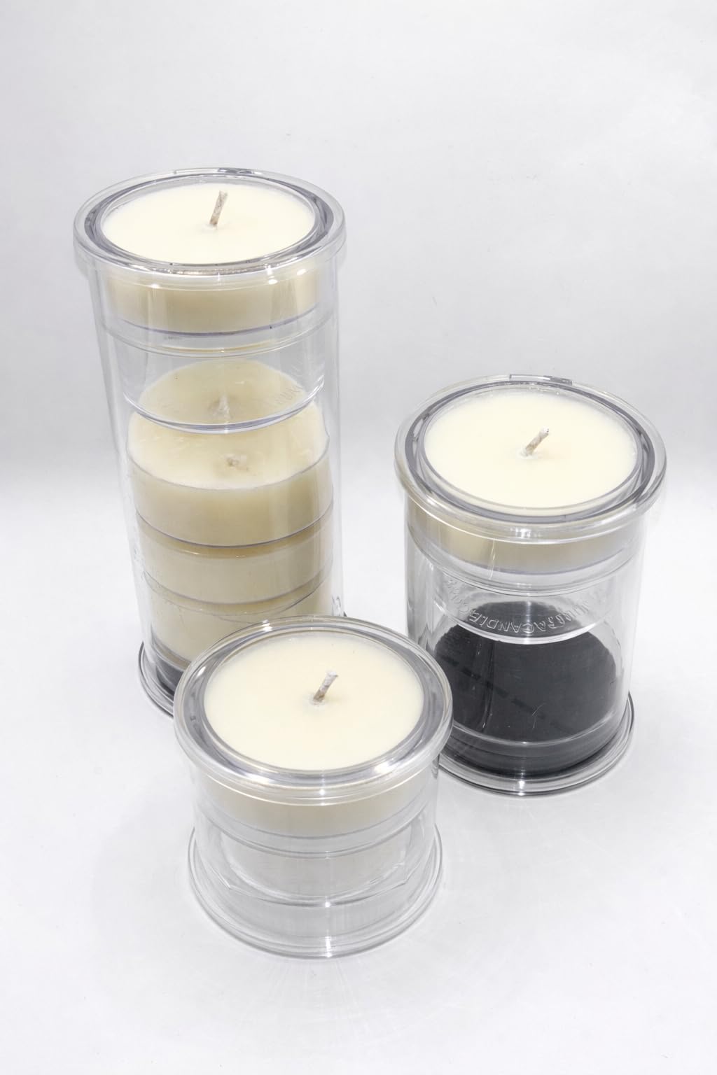 Decorative Candle Holder Set of 3 Home Decor, Reusable Interchangeable Pillar Candle System Decorative Wraps, Refillable Tea Light Centerpiece Candles for Holiday Decor, Table Styling & Gift Giving