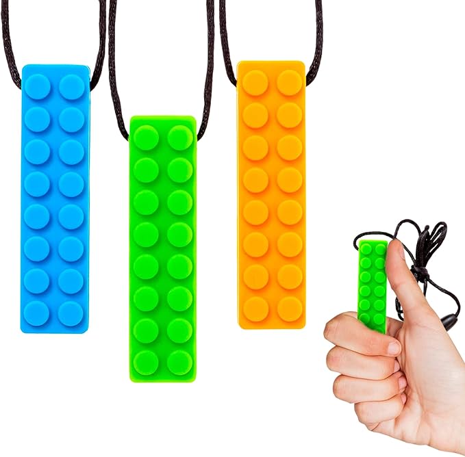 Gafly BPA Free (3 Pack) Chew Necklaces for Sensory Kids Integration with Autism and ADHD - Large Chewy Necklace Sensory for Oral Motor, Simulation & Biting Needs - Durable Food Grade Chewing Necklace